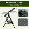 3-Seat Outdoor Patio Swing Chair with Cushion, Steel Frame Stand, Adjustable Tilt Canopy for Patio, Garden, Gray