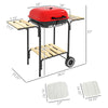 Portable BBQ Grill Charcoal Grill with Wheels Shelves Adjustable Vents for Picnic Camping Backyard Red