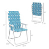 Set of 4 Patio Folding Chairs, Classic Outdoor Camping Chairs, Portable Lawn Chairs w/ Armrests, Blue