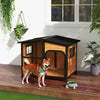 Cabin-Style Wooden Dog House for Large Dogs with Openable Roof & Giant Window, Yellow