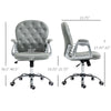 PU Leather Home Office Chair, Button Tufted Desk Chair with Padded Armrests, Adjustable Height and Swivel Wheels, Gray