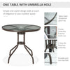 6 Piece Patio Dining Set for 4 with Umbrella, with 4 Folding Dining Chairs & Round Glass Table for Garden, Gray