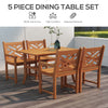 Outdoor Patio Dining Set, 4 Seater Wood Dining Table and Chairs for Backyard, Conservatory, Garden, Poolside, Deck, Teak