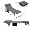 Folding Chaise Tanning Lounge Chair w/ 5-level Reclining Back, Reading Hole, Side Pocket, Headrest, Gray