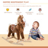 Kids Rocking Horse Toy, Plush Animal Rocker with Realistic Sounds, Kid Ride On Toy for Toddler Boys Girls Over 3 Years Old, Brown