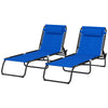 2 Pieces of 4-Position Reclining Beach Chair Chaise Lounge Folding Chair - Blue