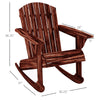 Wood Adirondack Outdoor Lounge Rocking Chair Fire Pit Seating with Slatted Wooden Design, Fanned Back, Carbonized