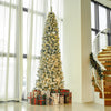 9ft Pre-Lit Snow-Flocked Slim Douglas Fir Artificial Christmas Tree with Realistic Branches, 550 LED Lights and 988 Tips