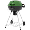 21" Kettle Charcoal BBQ Grill Barbecue Smoker with 360 sq.in. Cooking Area, Wheels, Ash Catcher, Green