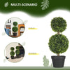 2 Pcs 23.5" Artificial Boxwood Ball Topiary Tree Set of 2 Fake Plants in Pot with Double Ball-Shaped Leaves Green