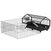 Small Animal Cage with Foldable Run Area, Rolling Bunny Cage with Water Bottle, Water Bowl & Ramps, Black