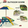 Wooden Kids Picnic Table Set with Parasol, Seating for 2 Children 3-6 Years Old, for Patio Backyard, Indoor Outdoor Use