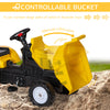 Kids No Power Ride-On Excavator Toy Car with Manual Control Bucket, Yellow