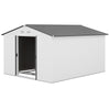 11' x 9' Metal Storage Shed Garden Tool House with Double Sliding Doors, 4 Air Vents for Backyard, Patio, Silver