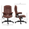 6 Point Vibrating Heated Massage Office Chair, Linen High Back Office Desk Chair, Reclining Backrest, Padded Armrests & Remote, Rust Red