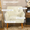 Traditional Accent Chair, Button Tufted Armchair with Wood Legs for Living Room, Bedroom, Beige