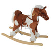 Rocking Horse Toy, Kids Ride On Toy with Nursery Rhyme Music for Children 18-36 Months, Boys Girls Gift, Light Brown/White