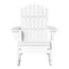 Wooden Adirondack Rocking Chair Outdoor Lounge Chair Fire Pit Seating with Slatted Wooden Design, Fanned Back, White