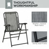 2 Pieces Outdoor Folding Chair Set, Portable Capimg Chairs with Armrest for Patio, Pool, Beach, Gray