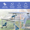 34" Portable Folding Picnic Table, Outdoor Camping Table Chair Set with 4 Seats, Patio Table with Umbrella Hole for Party, BBQ,Ocean Blue