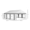 20' x 20' Heavy-duty Large Wedding Tent, Outdoor Carport Garage Party Tent, Patio Gazebo Canopy with Sidewall, Gray