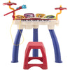 2 in 1 Kids Piano Keyboard Drum Set with Sounds, Lights, Microphone, Stool