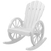 Wooden Rocking Chair, Adirondack Rocker Chair w/ Slatted Design and Oversized Back, for Porch, and Garden, White