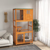 74" Wooden Outdoor Cat House Catio Outdoor Cat Enclosure, Orange