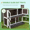 46" Outdoor Rabbit Hutch, Bunny Cage Pet House w/ Removable Trays & Ramp for 1-2 Rabbits, Small Animal Habitat, Brown