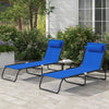 2 Pieces of 4-Position Reclining Beach Chair Chaise Lounge Folding Chair - Blue