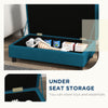 Dog Sofa, Elevated Pet Bed for Small and Medium Dogs, with Hidden Storage, Soft Tufted Cushion, Dark Blue