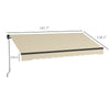 12' x 10' Retractable Awning, 280gsm UV Resistant Sunshade Shelter for Deck, Balcony, Yard, Beige and White