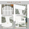 Wooden Adirondack Rocking Chair Outdoor Lounge Chair Fire Pit Seating with Slatted Wooden Design, Fanned Back, White