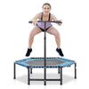 4.5ft Exercise Trampoline, Foldable Fitness Trampoline Rebounder with 3-Level Adjustable T-Bar, Great for Adults Kids Working Out, Blue