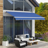 12' x 10' Manual Retractable Awning, Sunshade Canopy, Outdoor Sunshade Shelter with Adjustable & Versatile Design, Dark Blue