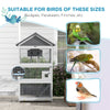 Wooden Bird Aviary with Slide-Out Tray, Birdhouse, Ladder, Perches for Finches, Parakeets, Gray