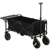 Collapsible Wagon with Adjustable Handle, Folding Table and Cup Holders, Heavy Duty Graden Carts with Wheels, Black