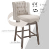 2 Piece Bar Height Chair Swivel Barstool with Integrated Footrest  Solid Wood Design and a 180 Degree Rotation Beige