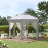 13' x 13' Pop Up Gazebo Hexagonal Canopy Shelter with 6 Zippered Mesh Netting for Patio Backyard Garden Wedding Party