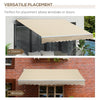 12' x 8' Patio Awning, Canopy Retractable Sun Shade Shelter w/ Manual Crank Handle for Deck, Yard, Cream White