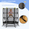 5.3FT Kids Trampoline with Safety Enclosure, for 3-10 Years Old, Indoor & Outdoor Use, Black