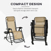 2 Pcs Outdoor Rocking Chairs Foldable Reclining Zero Gravity Lounge Rocker w/ Pillow Cup & Phone Holder, Beige