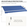 12' x 10' Manual Retractable Awning, Sunshade Canopy, Outdoor Sunshade Shelter with Adjustable & Versatile Design, Dark Blue