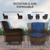 4 Piece Rattan Patio Furniture Set, Conversation Set with Swivel Rocking Chairs, Table & Loveseat for Garden, Patio, Blue