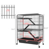 Bunny Cage, 53.5" H Small Animal Cage for Bunny Squirrel with Wheels, Removable Tray, 2 Front Doors, Ramps