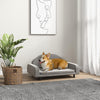 Raised Dog Sofa Elevated Pet Sofa for Small and Medium Dogs, with Soft Cushion, Removable Cover, Anti-Slip Pads, Gray