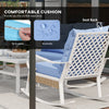 4-Piece Patio Furniture Set with Loveseat Sofa, Rocking Chairs, Coffee Table, Cushions, for Backyard, Lawn and Pool, Light Blue