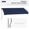 10' x 8' Retractable Awning, 280gsm UV Resistant Sunshade Shelter for Deck, Balcony, Yard, Blue