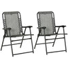 2 Pieces Outdoor Folding Chair Set, Portable Capimg Chairs with Armrest for Patio, Pool, Beach, Gray