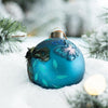 Floral Glass Hanging Ornaments, Set of 6 Decorative Balls for Holiday Decor, Blue